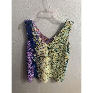 Cabi Womens sleeveless Floral V Neck Blouse Size XS
